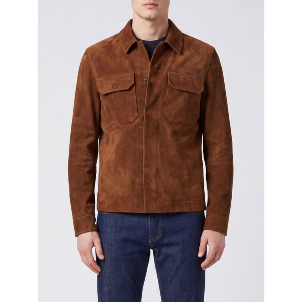 Tom Ford Men Tom Ford Suede Lambskin Shirt Jacket With Flap Patch Pockets